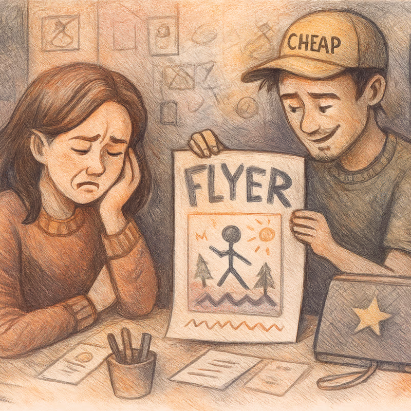 Cheap graphic designer and client